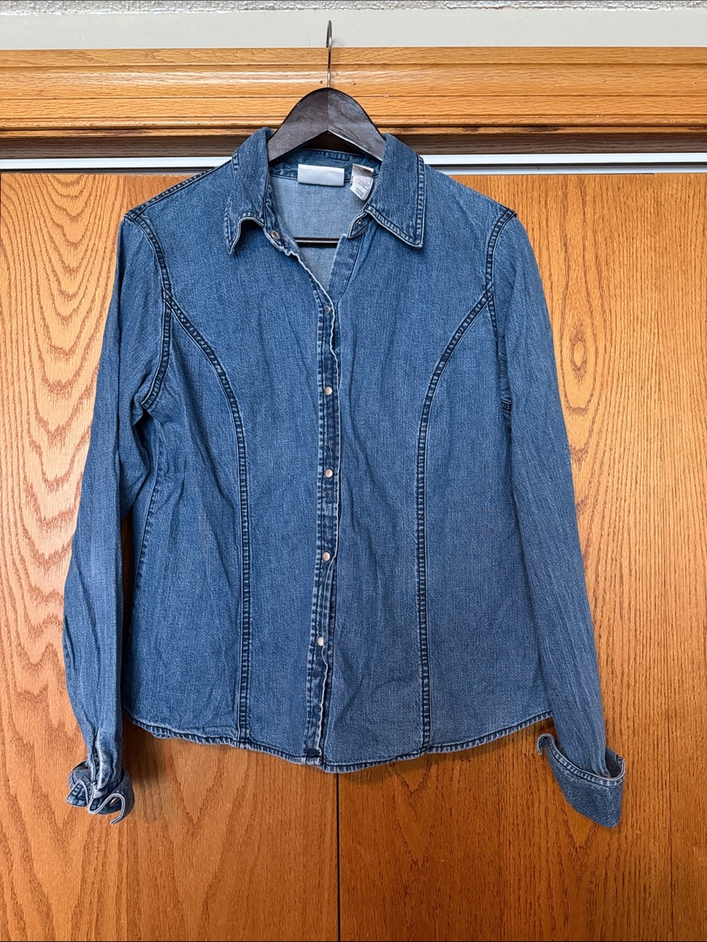 Liz Claiborne Classic Blue Denim Button-Up Shirt - Women's